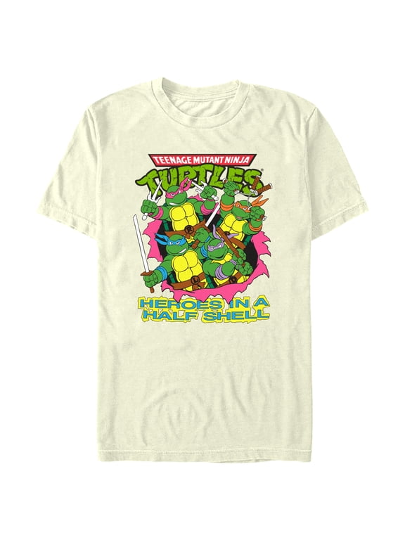 Men's Teenage Mutant Ninja Turtles Retro Heroes in a Half Shell Graphic Tee Beige Medium