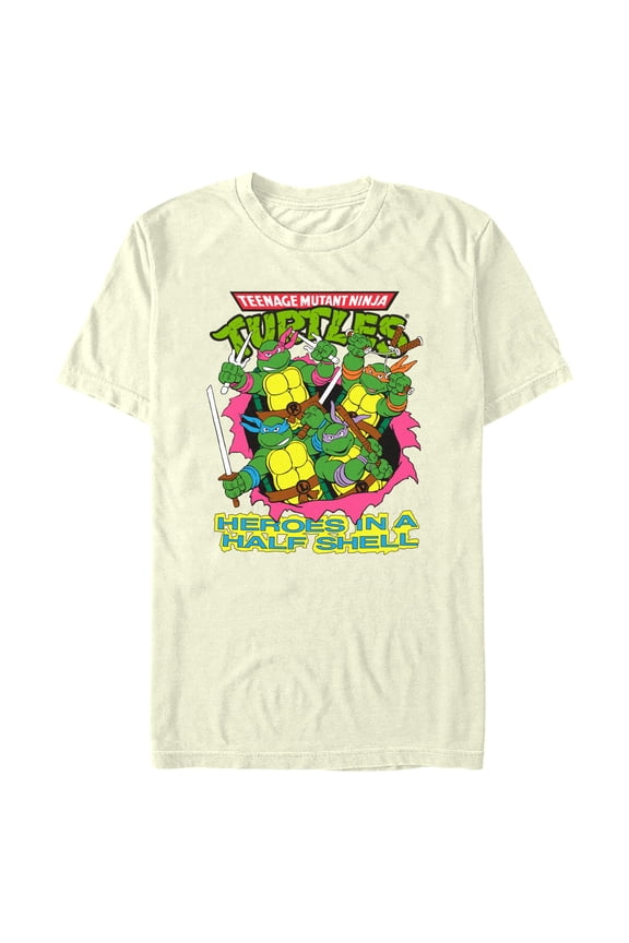 Men's Teenage Mutant Ninja Turtles Retro Heroes in a Half Shell  Graphic Tee Beige X Large