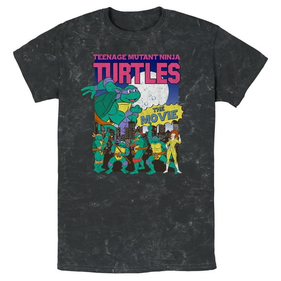 Men's Teenage Mutant Ninja Turtles Retro Movie Poster  Graphic Tee Black Large