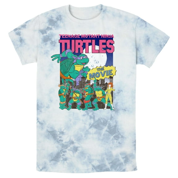 Men's Teenage Mutant Ninja Turtles Retro Movie Poster  Graphic Tee White/Blue X Large