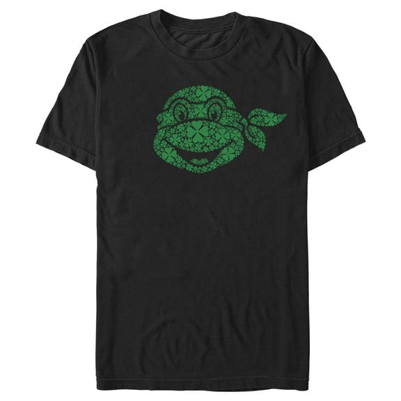 Men's Teenage Mutant Ninja Turtles St. Patrick's Day Michelangelo Shamrock Fill  Graphic Tee Black X Large