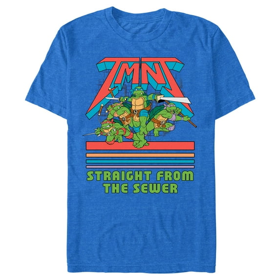 Men's Teenage Mutant Ninja Turtles Straight from the Sewer Graphic Tee Royal Blue Heather Medium