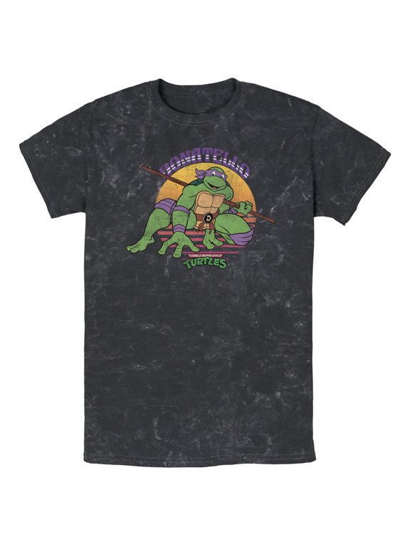 Men's Teenage Mutant Ninja Turtles Sunset Donatello in Action Graphic Tee Black Large