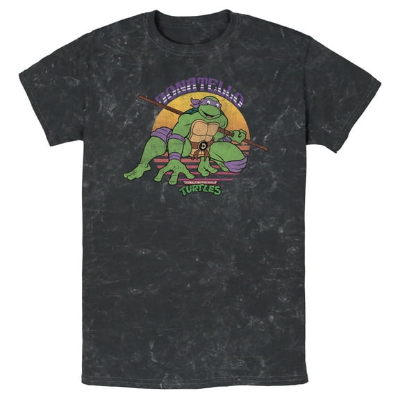 Men's Teenage Mutant Ninja Turtles Sunset Donatello in Action Graphic Tee Black Medium