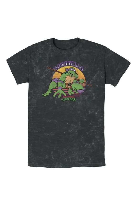 Men's Teenage Mutant Ninja Turtles Sunset Donatello in Action Graphic Tee Black Medium