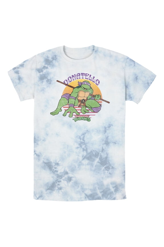 Men's Teenage Mutant Ninja Turtles Sunset Donatello in Action Graphic Tee White/Blue Small