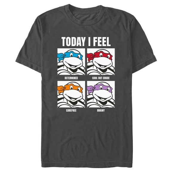 Men's Teenage Mutant Ninja Turtles Today I Feel Character Moods  Graphic Tee Charcoal 3X Large