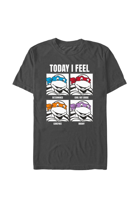Men's Teenage Mutant Ninja Turtles Today I Feel Character Moods Graphic Tee Charcoal X Large
