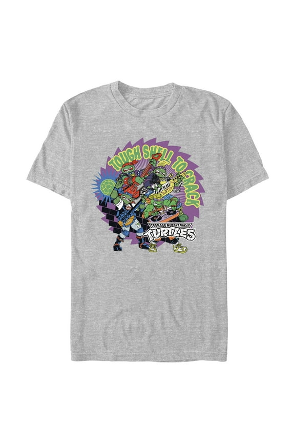 Men's Teenage Mutant Ninja Turtles Tough Shell To Crack Rock Brothers Graphic Tee Athletic Heather Medium