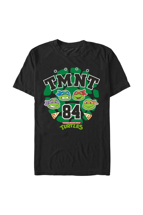 Men's Teenage Mutant Ninja Turtles Varsity TMNT 84 Heroes Graphic Tee Black Large
