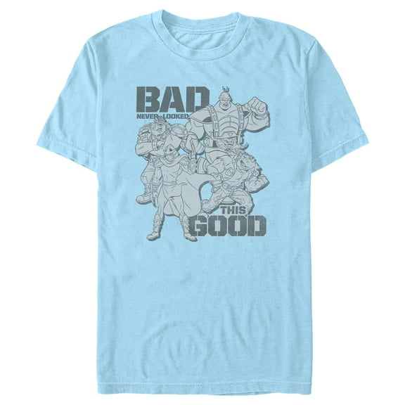 Men's Teenage Mutant Ninja Turtles Villains Bad Never Looked This Good  Graphic Tee Light Blue Medium