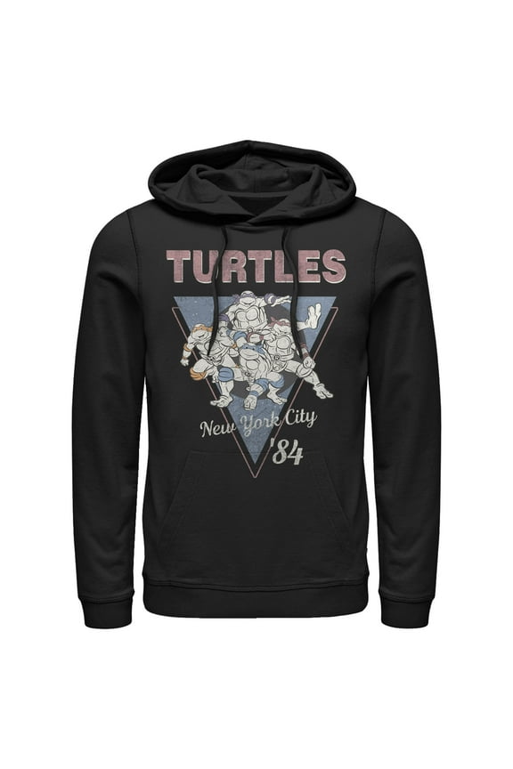 Men's Teenage Mutant Ninja Turtles Vintage Group Triangle Pull Over Hoodie Black 3X Large