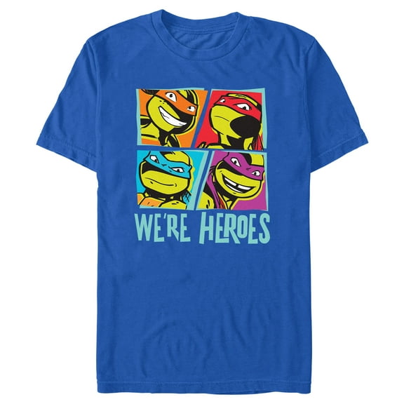 Men's Teenage Mutant Ninja Turtles We're Heroes Pop Art Portraits  Graphic Tee Royal Blue X Large