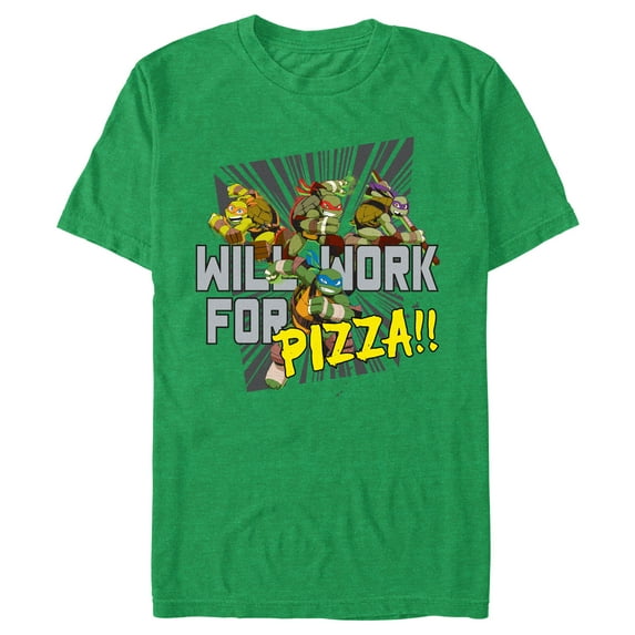 Men's Teenage Mutant Ninja Turtles Will Work for Pizza! Graphic Tee Kelly Heather 2X Large
