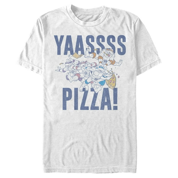 Men's Teenage Mutant Ninja Turtles Yass Pizza Graphic Tee White Medium