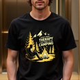 thumbnail image 1 of Men's & Teens Camping Graphic T-Shirt - Black with Yellow Outdoor Design - Heavyweight 100% Cotton Crew Neck Tee for Hiking, Beach, Parties - All-Season Casual Shirt - Warehouse, Hiking Apparel, Adv, 1 of 7