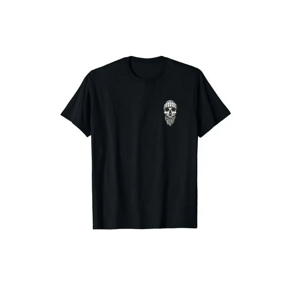 Men's & Teens' Day of the Dead Sugar Skull Pocket Design T-Shirt - Black Casual Short Sleeve Round Neck Tee