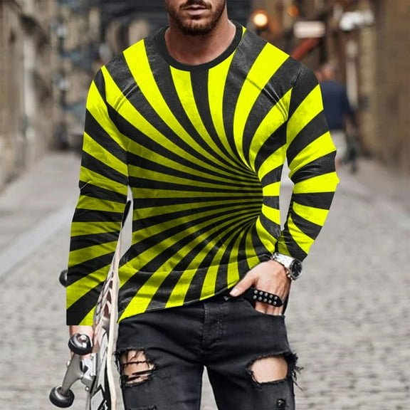 Men's Tees 3D Printing Funny Top Novelty Pattern Casual Long Sleeved Shirt T-Shirt Graphic Abstract Print Fashion Top Shirt Basic Fall Blouse