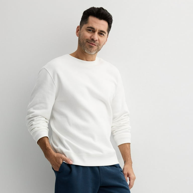 Men s Tek Gear Ultra Soft Fleece Crew Sweatshirt Color Modern White Size XL