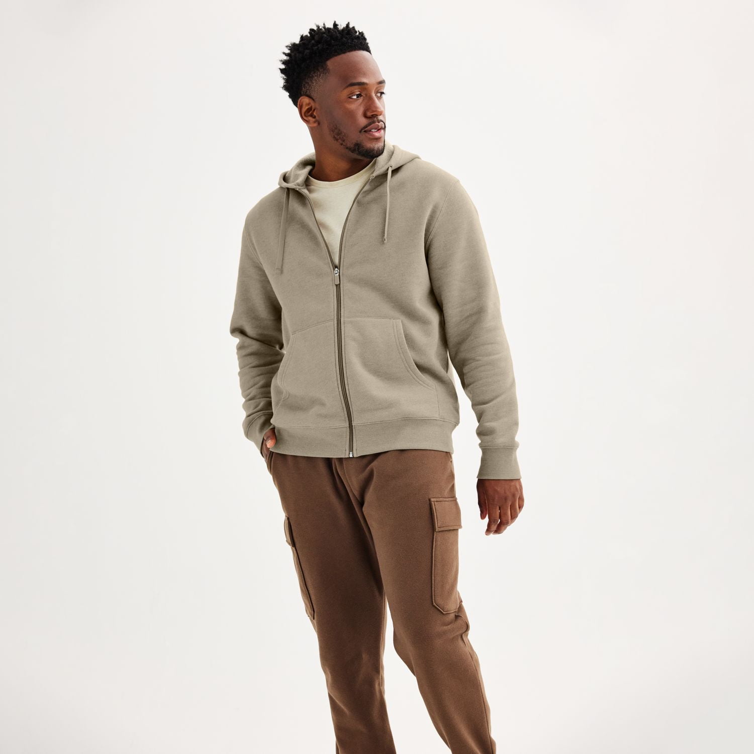 Men's Tek Gear® Ultra Soft Fleece Zip Front Hoodie Color: Grey