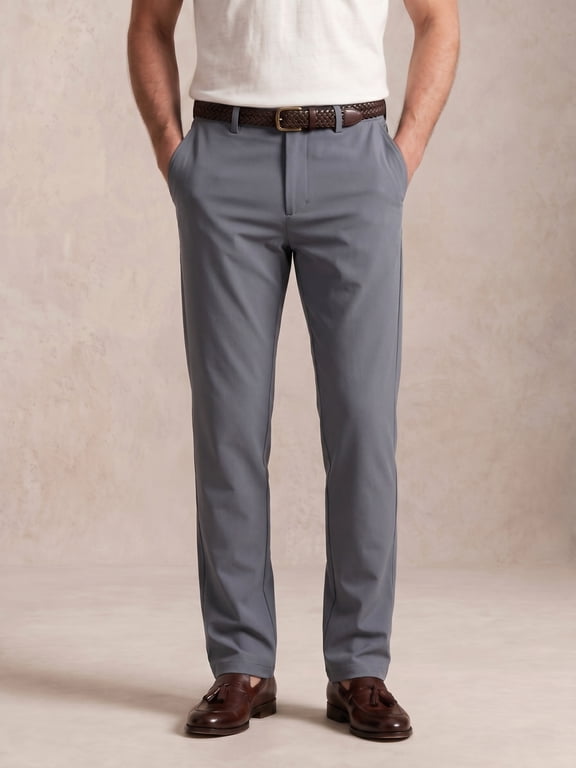 Men's 30" Inseam Lightweight Chino Pants, Tencel Blend Flat Front Casual Summer Trousers
