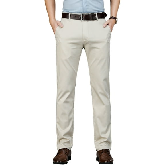 Men's Tencel-Blend Dress Pants - Year-Round Straight Fit Business Casual with Embroidery