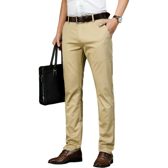 Men's Tencel-Blend Dress Pants - Year-Round Straight Fit Business Casual with Embroidery