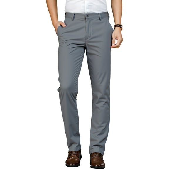 Men's Tencel-Blend Dress Pants - Year-Round Straight Fit Business Casual with Embroidery