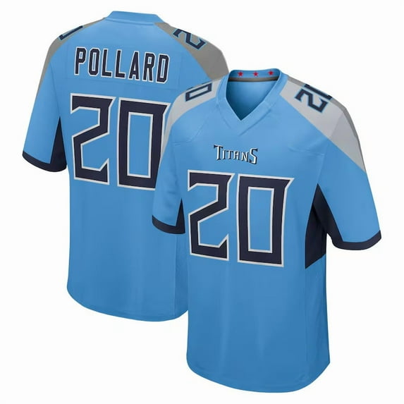 Men's Tennessee Pollard 20 Light Blue Stitched T-Shirts Sports Player Game Top, XX-Large