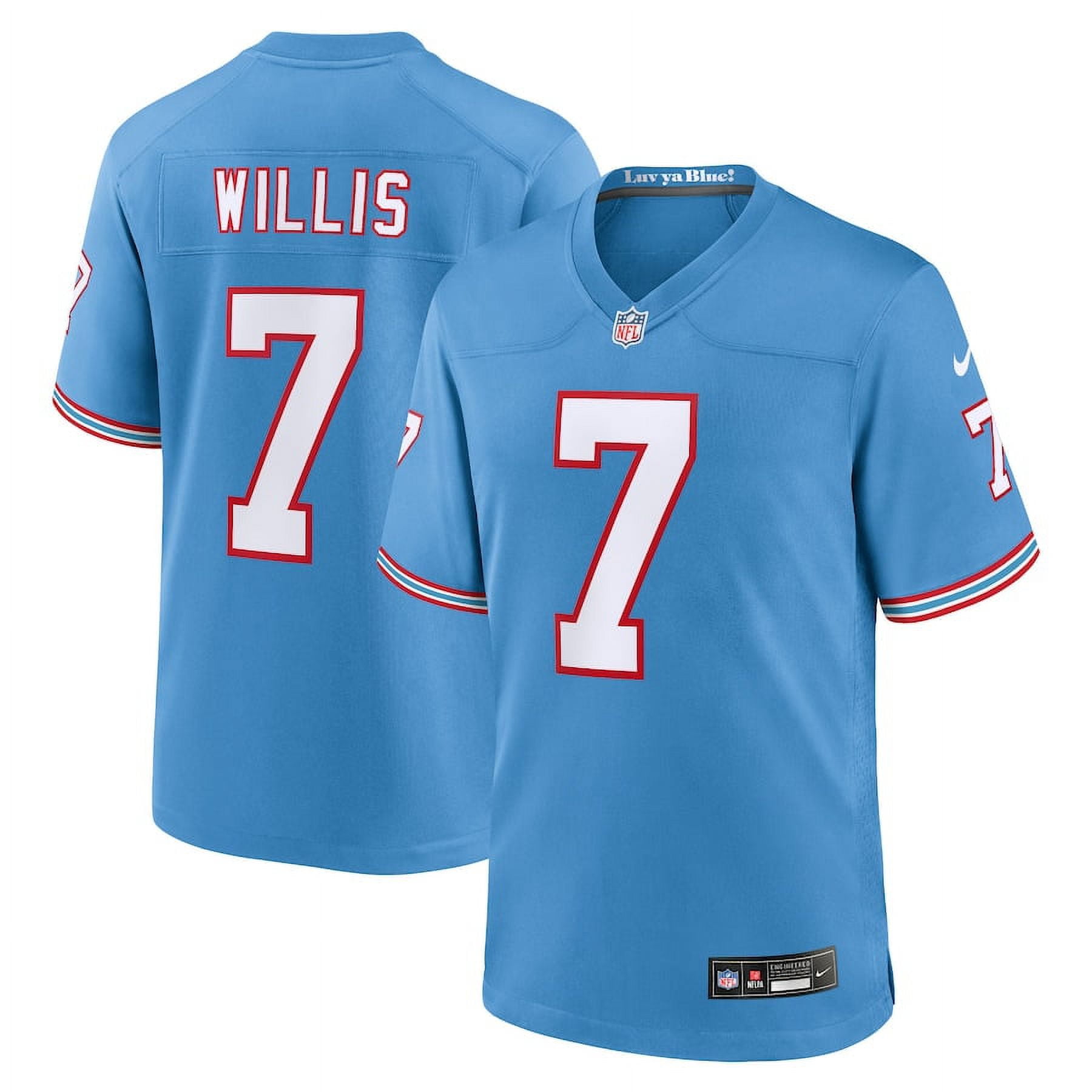 Men's Tennessee_Titans Malik Willis Light Blue Oilers Throwback