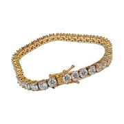 Mens Tennis Bracelet 14K Gold Plated 316L Stainless Steel Iced Flooded Out AAA CZ 8" 5MM