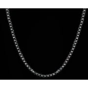 Mens Tennis Necklace 3mm Round Cut Lab Created Black Onyx 14K Black Gold Plated