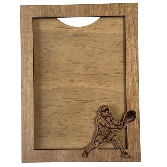 Men's Tennis Picture Frame, Holds 5x7 Photo, Laser Engraved Wooden Frame