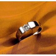 Mens Tension Bridge Set .50 CT Simulated Diamond Cz Solitaire 14K White Gold Plated Ring