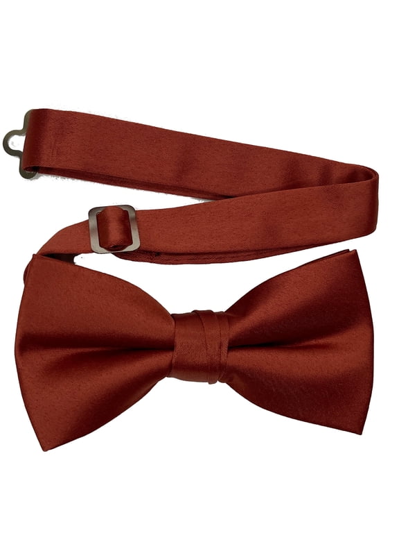 Men’s Terracotta Formal Satin Pre-Tied Bow Tie by Spencer J’s Signature Satin Collection