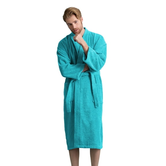 TOWELNROBE - Men’s Terry Cotton Weave Bathrobe - Absorbent & Soft and Cozy - Luxury & Comfort(TUR-Small)