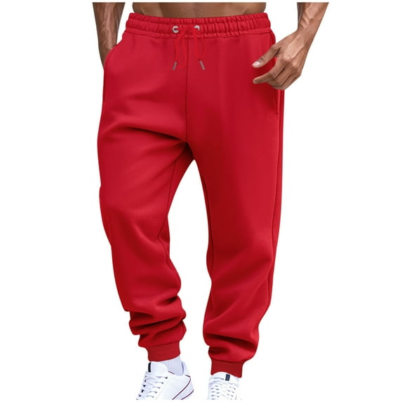 Men's Terry Jogger Sweatpants - Elastic Cuff Drawstring & Pockets | Gym Lounge Athletic Pants