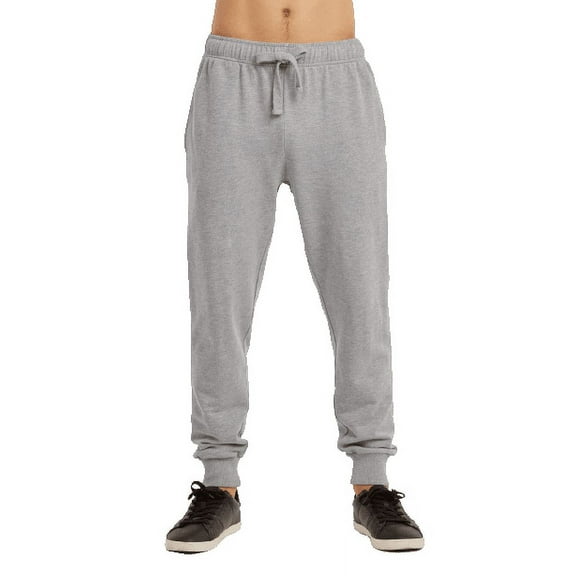 Men's Terry Joggers with Pockets, Elastic Drawstring Waistband, H.Grey 3XL