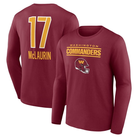 Men's Terry McLaurin Burgundy Washington Commanders Team Wordmark Name & Number Long Sleeve T-Shirt
