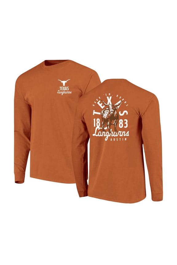 Men's Texas Orange Texas Longhorns Comfort Colors Mascot Overlay Long Sleeve T-Shirt