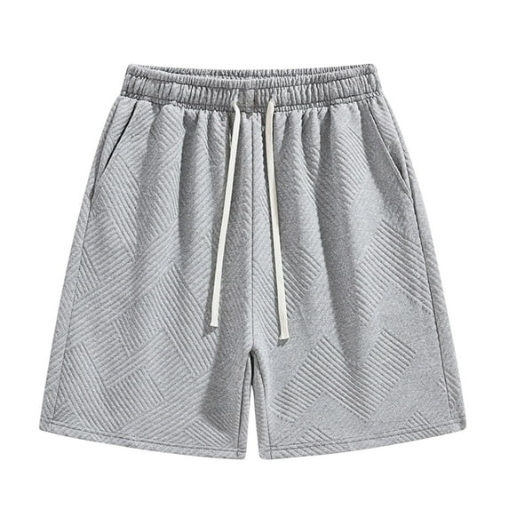 Men's Textured Casual Shorts Summer Drawstring Elastic Waist Texture Vacation Outdoor Beach Shorts