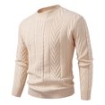 thumbnail image 1 of Men's Textured Knit Crew Neck Sweater Long Sleeve Solid Casual Pullover Top, 1 of 4