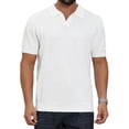 thumbnail image 1 of Men's Textured Knit Polo Shirt V Neck Short Sleeve Casual Golf Polo Shirt M White, 1 of 6