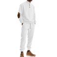thumbnail image 1 of Men's Textured Knit Pullover Sweatshirt and Jogger Pants Set with Button Detail and Ribbed Cuffs for Casual Wear, 1 of 3