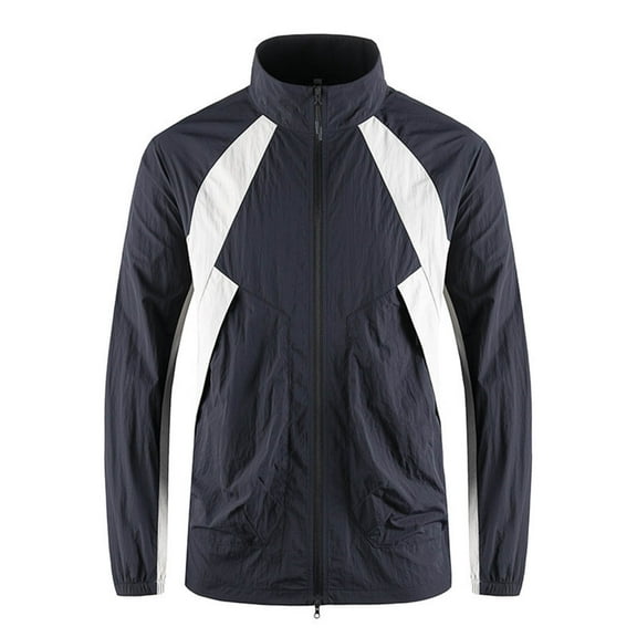 Men's Textured Lightweight Windbreaker Jacket - UPF Sun Protection Waterproof Packable Zip Up Coat for Outdoor Running Fishing Hiking