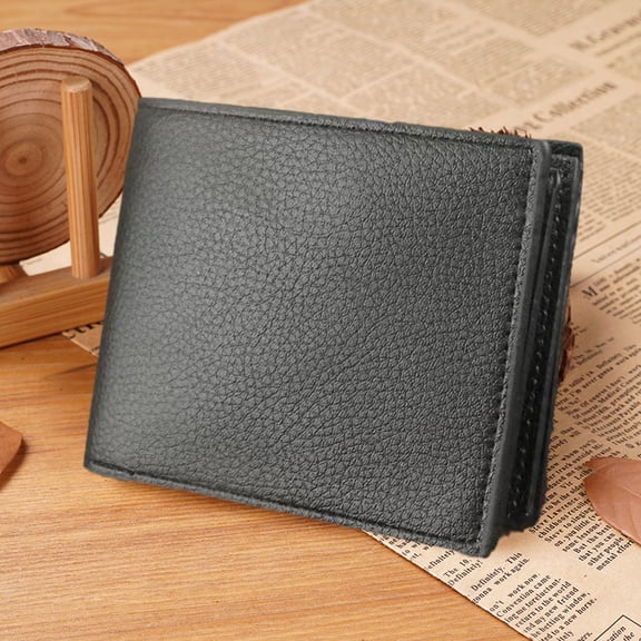 Men's Textured Lychee Pattern Leather Wallet, Slim Bifold with RFID Blocking, Multiple Card Slots & ID Window, Secure Cash Pocket, Luxury Mens Gift