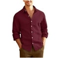 thumbnail image 1 of Men's Textured Shirts Jaclet Long Sleeve Button Down Shacket Fall Solid Color Lapel Shirt Jackets Lightweight Casual Fashion Shirt, 1 of 4