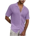 thumbnail image 1 of Men's Textured Shirts Summer Casual Button Down Shirts Big and Tall Short Sleeve Tops Beach Vacation Resort Wear, 1 of 7