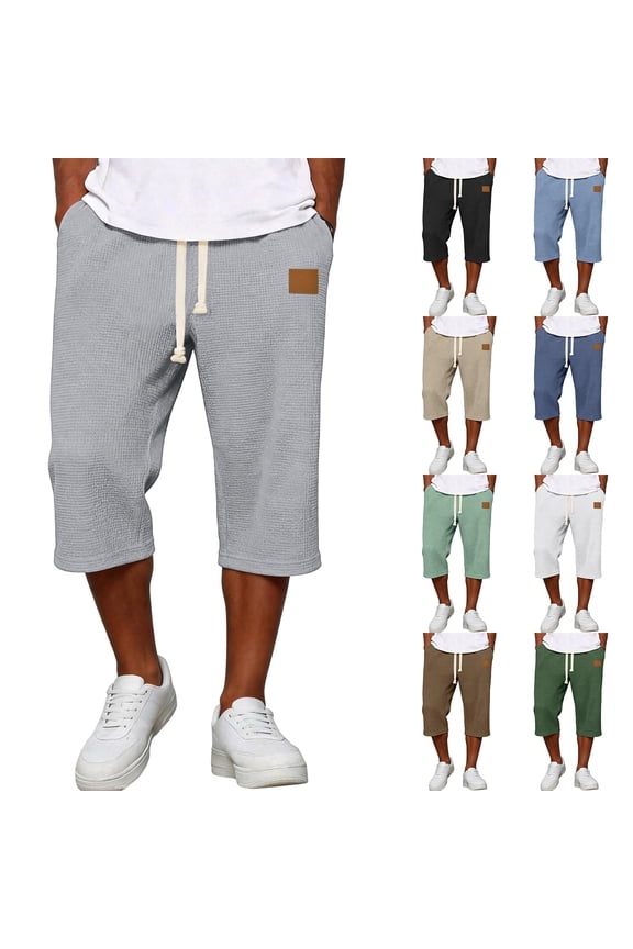 Men's Textured Shorts with Elastic Waist and Side Pockets for Guys Who Love to Feel Breezy from Morning Coffee to Evening Strolls Blue L