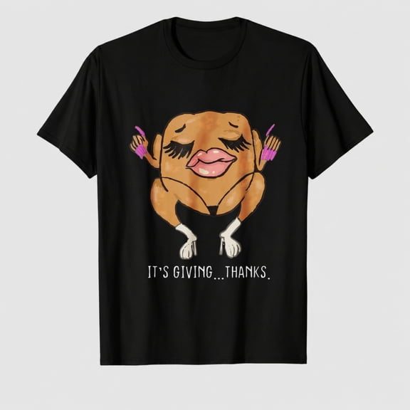Men's Thanksgiving Dog Giving Thanks Graphic T-Shirt, 100% Cotton Short Sleeve Shirt